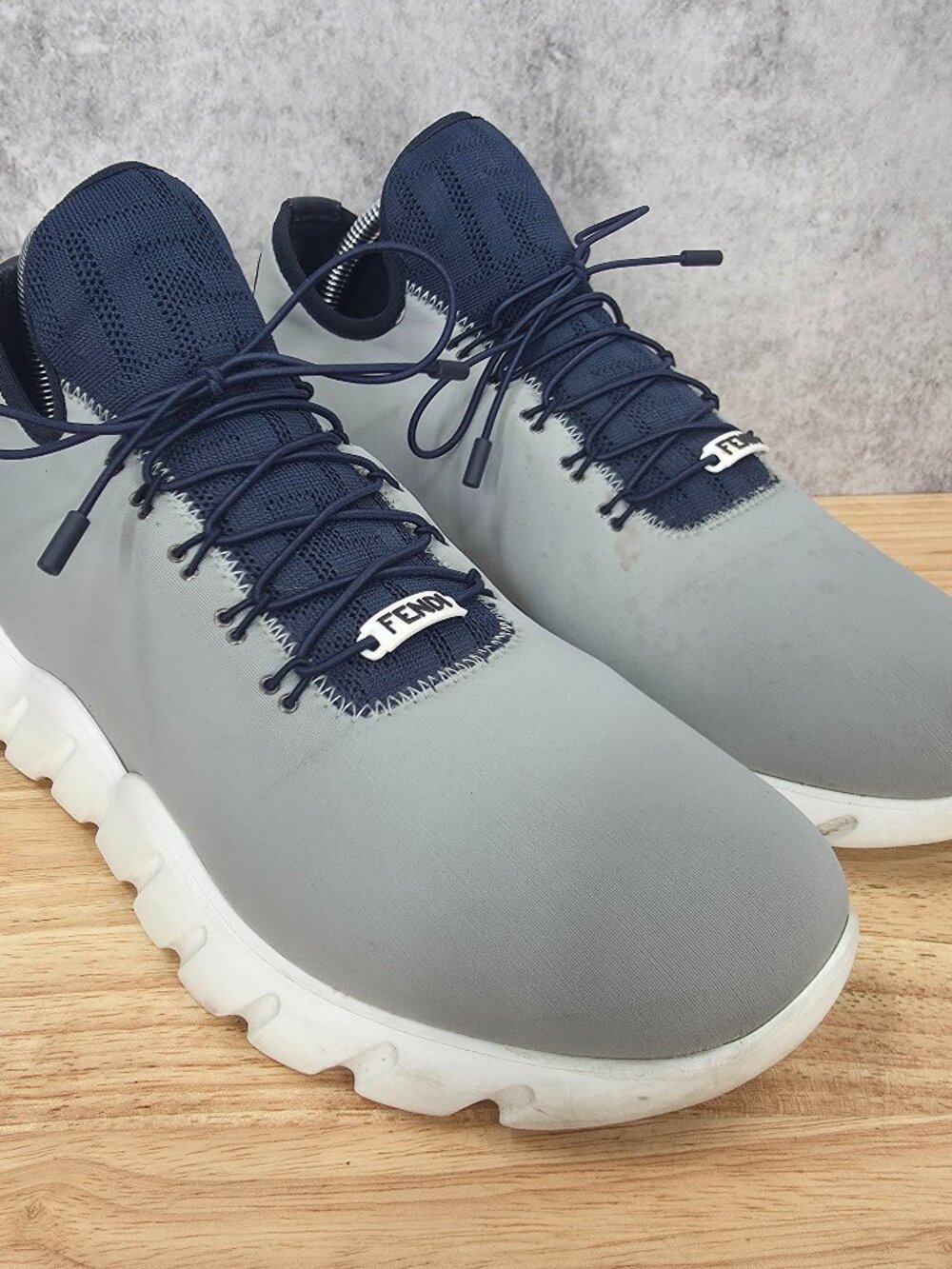 Fendi Flow Sneakers Mens‎ 7 E Gray Neoprene  Shoes Lightweight Chunky Sole